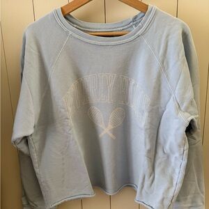 Retrobrand Beverly Hills Tennis Raw Hem Cropped Sweatshirt Size Medium EUC